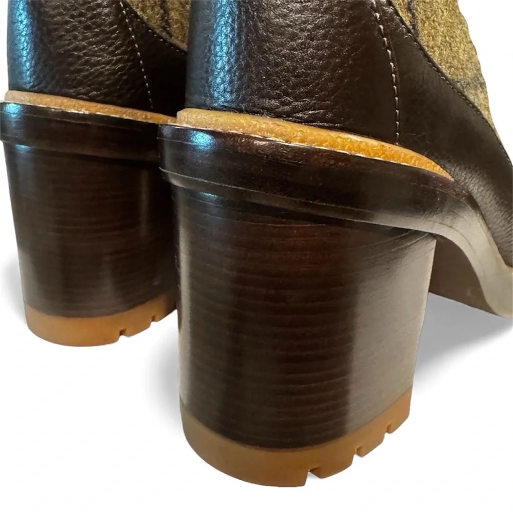 Tory Burch Miller Wool Lug Sole Hiker Booties Brown Ankle Boots Size 10